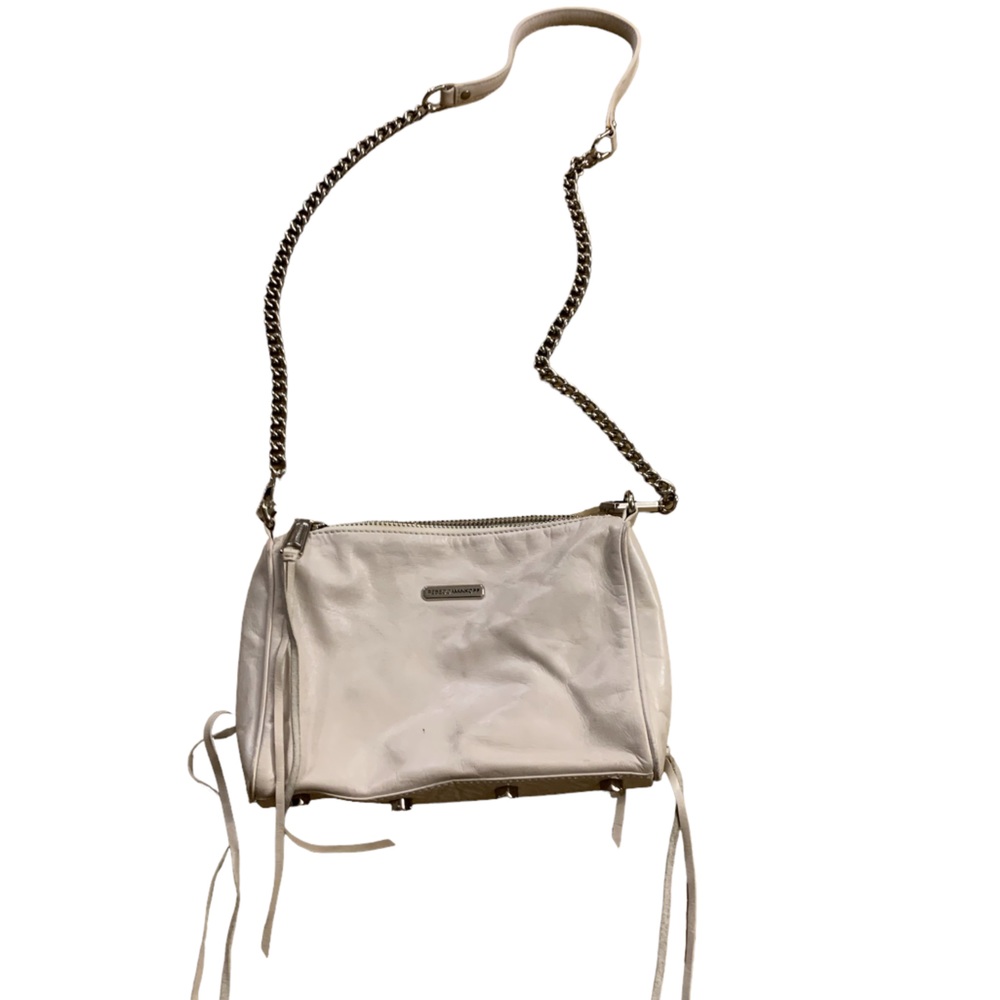 Rebecca Minkoff | Leather Mini Mac Tassels Zipper Detail Cream White Crossbody - Picture 14 of 16